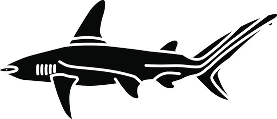 An icon illustration of a Great Hammerhead Shark - obrazy, fototapety, plakaty
