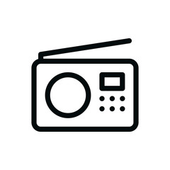 Portable radio isolated icon, center FM radio outline vector icon with editable stroke