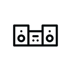Audio center sound system isolated icon,  sound speaker system outline icon with editable stroke