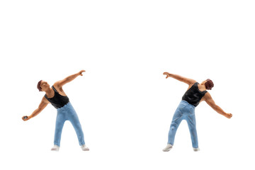 Miniature people , Protester isolated on white background with clipping path