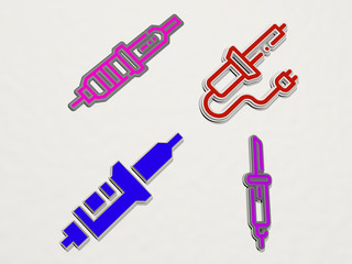 soldering iron 4 icons set, 3D illustration