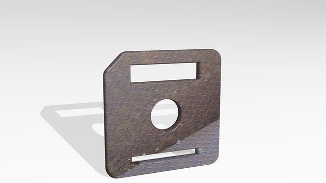 floppy disk 3D icon standing on the floor, 3D illustration for computer and background