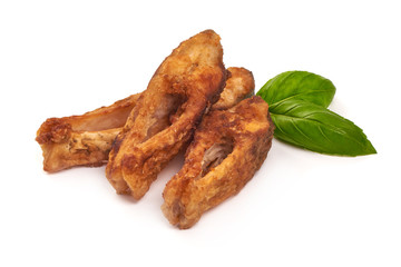 Fried fish steaks, isolated on white background