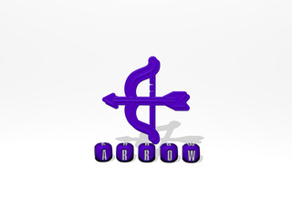 Obraz premium arrow 3D icon over cubic letters, 3D illustration for background and design