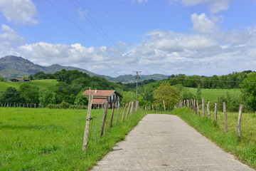 Fototapeta na wymiar En chemin vers une maison dans les montagnes des Pyrénées-Atlantiques en Nouvelle-Aquitaine, France