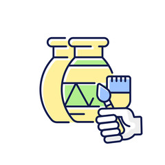 Handicraft RGB color icon. Paint created pottery. Handmade vase to paint for artist. Clay creation for creative craftsmanship. DIY art and craft. Studio and workshop. Isolated vector illustration