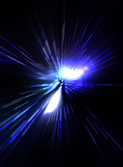 Futuristic lens flare. Light explosion star with glowing particles and lines. Beautiful abstract rays background.