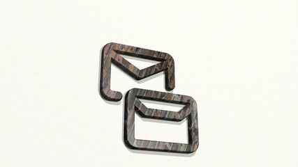 ENVELOPE BACK FRONT 3D icon on the wall, 3D illustration for background and design