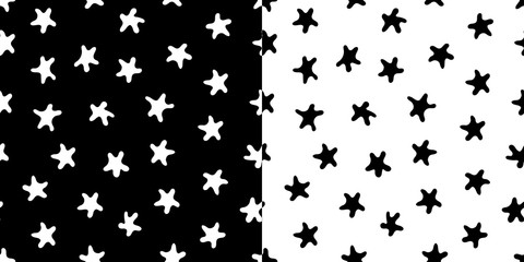 Collection of patterns with stars. Black and white abstract vector illustration. Great for festive decoration, banners, postcards, wallpaper, textiles, fabrics, wrappers, prints, design additions, etc