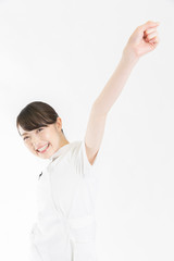 Fototapeta premium ガッツポーズをする看護師