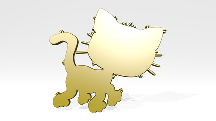 kitty cat 3D icon casting shadow, 3D illustration for cute and animal