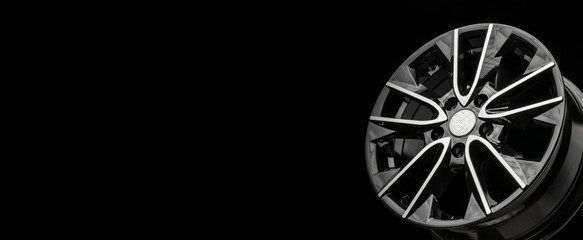 black alloy wheel, auto parts and auto tuning. free empty copyspace