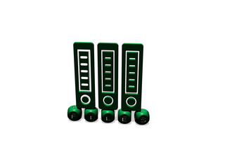 FILES cubic letters with 3D icon on the top, 3D illustration for business and concept