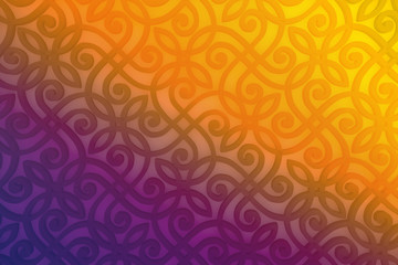 Abstract floral pattern. Ornament of lines and curls. Ethnic digital gradient background.