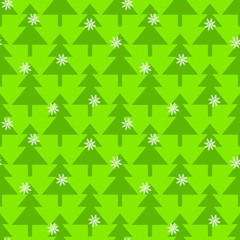 Seamless New Year's pattern of fir trees and snowflakes. Vector stock illustration eps10