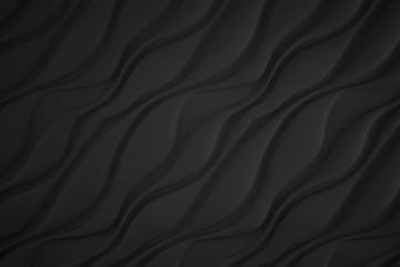 Obraz premium Digital silk cloth of wavy abstract backgrounds. Black and white 3D waves. Natural organic shapes.