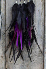 Handmade dream catcher with feathers threads and beads rope hanging