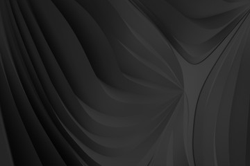 Obraz premium Digital silk cloth of wavy abstract backgrounds. Black and white 3D waves. Natural organic shapes.