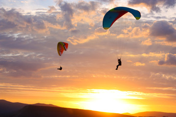 Paragliding on the sunset, taken in September, Crimea, Ukraine