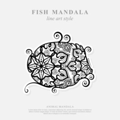 Fish Mandala Vector Line Art Style