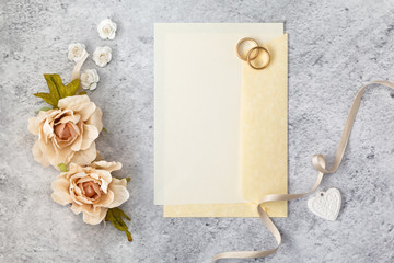 Blank greeting card for wedding day.