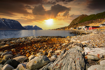 Beautiful landscape of rocky coastline in Norway
