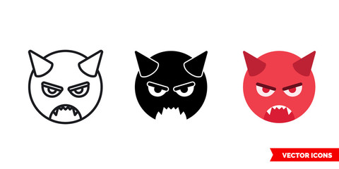 Evil icon of 3 types color, black and white, outline. Isolated vector sign symbol.