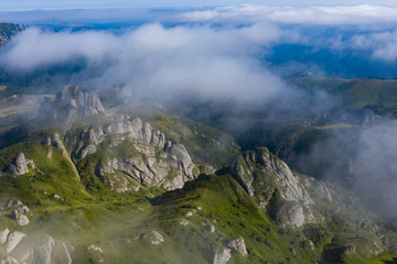 Most scenic mountain from Romania, Ciucas mountains in summer - drone view.