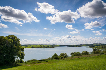 Fototapeta na wymiar Panoramic view on a beautiful lake in Masuria region (Mazury), Poland
