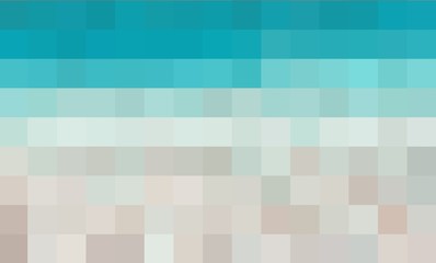 Abstract texture, color combination. Pixel squares in green, blue, turquoise, beige grey and brown colors, shades and nuances. Suitable for backgrounds and printing.