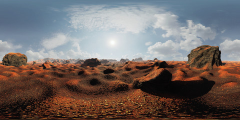 surface of planet Mars, 8K HDRI map, spherical environment panorama background, light source illustration (3d equirectangular render)  © dottedyeti