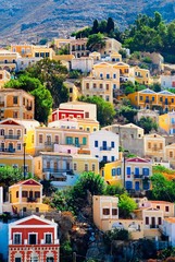 Greece, Symi island, houses in Yalos, the port of Symi.