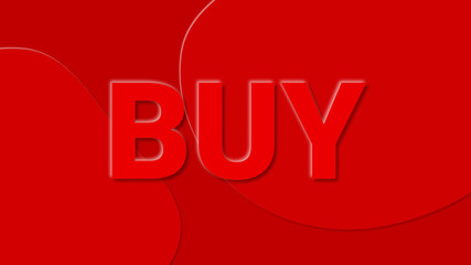 red inscription Buy on a red background with shadows, web banner or template, 3d rendering