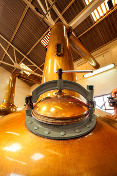 Close Up Of A Traditional Copper Whisky Still