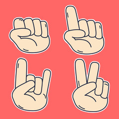 Vector of cartoon hands sign collection. Different hands Gestures.
