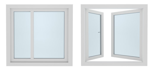 White windows frame isolated on white background 3d illustration