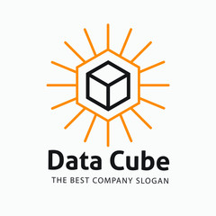 Naklejka premium Data Cube Logo of IT Company Vector Logo Design for Business, Product, and Icon