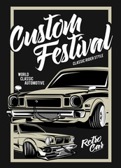 custom festival, classic racing car illustration