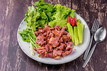 Fried fermented pork ribs tasty street food