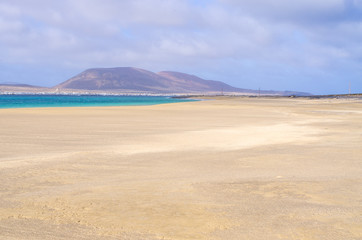 Risco beach surrounded by cliffs on Lanzarote, Spain