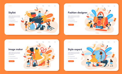 Fashion stylist web banner or landing page set. Modern, creative job