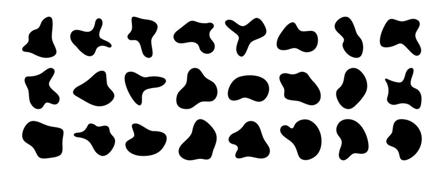 Set of abstract organic shapes. 24 abstract organic blobs. Vector collection