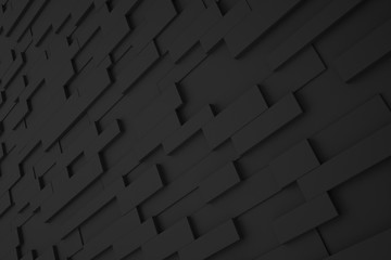 Geometrical shapes background. Black and white minimalist tech wall. Abstract 3D backdrop.