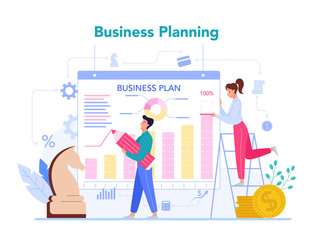 Economists concept. Business planning. Business people work with money