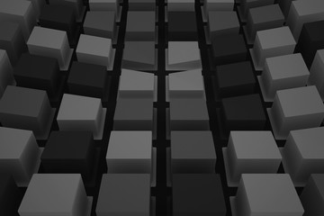 Fototapeta premium Geometrical shapes background. Black and white minimalist tech wall. Abstract 3D backdrop.
