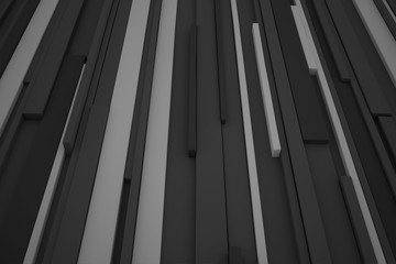 Geometrical shapes background. Black and white minimalist tech wall. Abstract 3D backdrop.