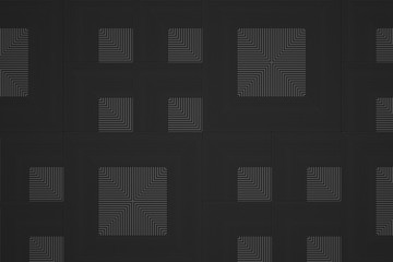 Geometrical shapes background. Black and white minimalist tech wall. Abstract 3D backdrop.
