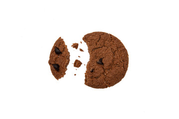 Chocolate cookies on a white background.