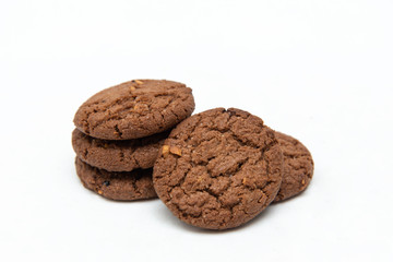 Fototapeta na wymiar Chocolate cookies on a white background.