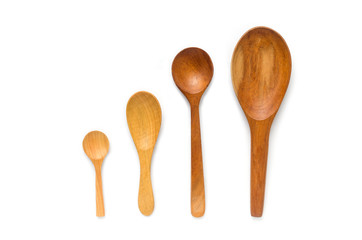 wooden spoon isolated on white background, set of wooden spoon on white background.